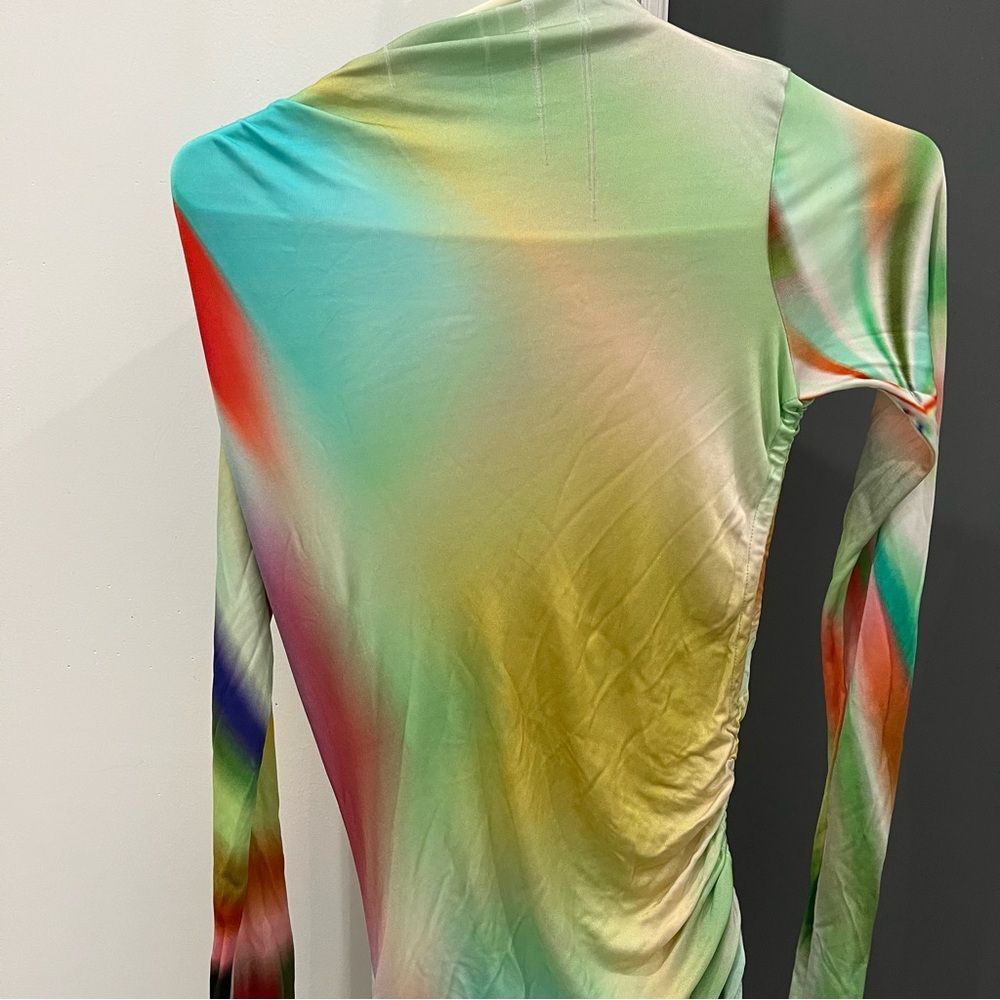NWT Siedres Maxi Dress Arni Rainbow Tie Dye Abstract Long Sleeve Cutout size S - Picture 9 of 11